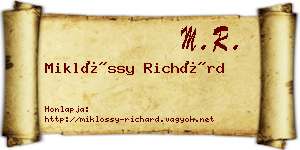 Miklóssy Richárd névjegykártya