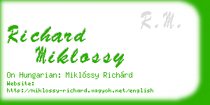 richard miklossy business card