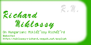 richard miklossy business card